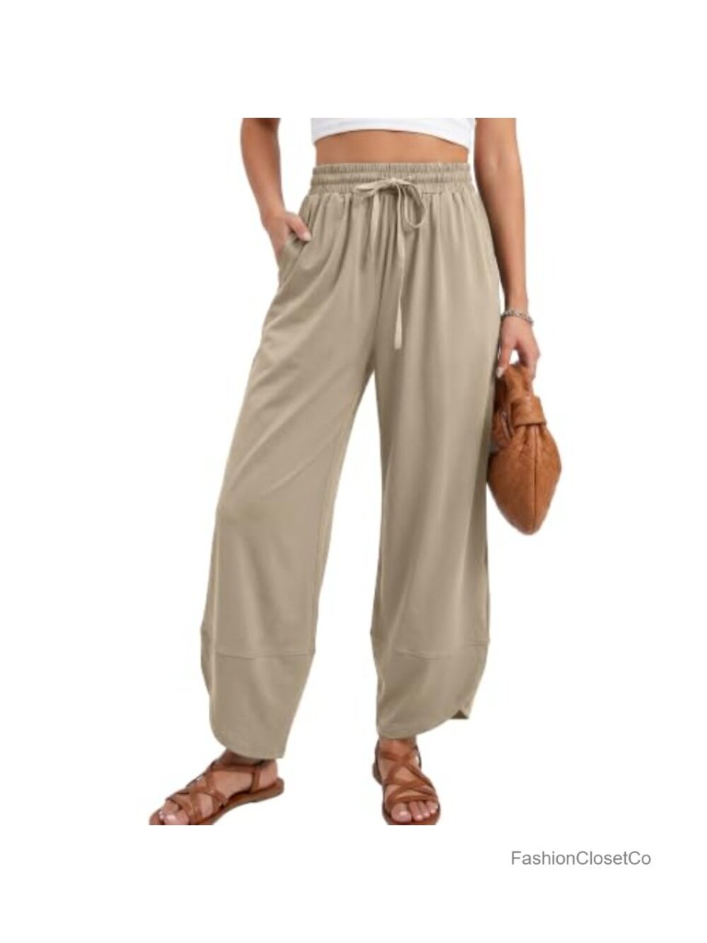High Rise Wide Leg Barrel Travel Pants Lounge Baggy Palazzo Trousers